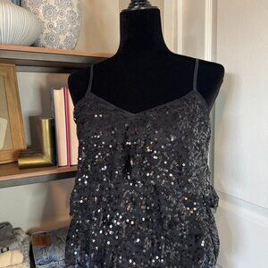 XXI Black Tiered Sequin Top - Size M